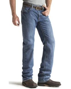 Ariat Men's FR M3 Medium Wash Loose Basic Stackable Straight Leg Jean -Optimal Clothing Store 086P41 N9 P2