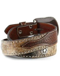 Nocona Men's Hair-On-Hide Star Concho Belt -Optimal Clothing Store 1202N9 22 D2