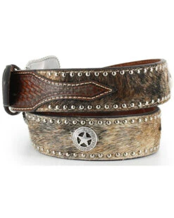 Nocona Men's Hair-On-Hide Star Concho Belt -Optimal Clothing Store 1202N9 22 D3