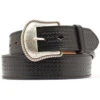 Double S Basketweave Embossed Leather Belt - Big