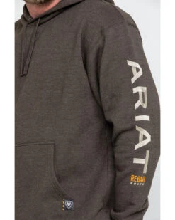 Ariat Men's Heather Bark Rebar Graphic Work Hooded Sweatshirt -Optimal Clothing Store 2000282124 234 P4