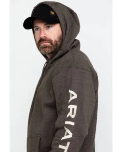 Ariat Men's Heather Bark Rebar Graphic Work Hooded Sweatshirt -Optimal Clothing Store 2000282124 234 P5
