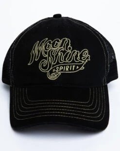 Moonshine Spirit Men's White On Black Logo Print Mesh Ball Cap -Optimal Clothing Store 2000291209 001 P4