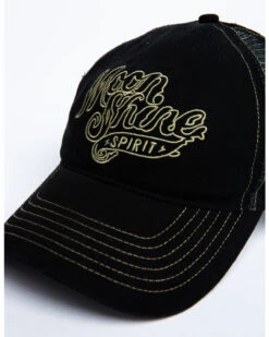 Moonshine Spirit Men's White On Black Logo Print Mesh Ball Cap -Optimal Clothing Store 2000291209 001 P6