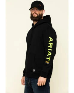 Ariat Men's Black/Lime Rebar Graphic Hooded Work Sweatshirt -Optimal Clothing Store 2000322151 001 P3