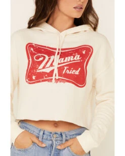 Country Deep Women's Mama Tried Graphic Cropped Hooded Sweatshirt -Optimal Clothing Store 2000333441 103 P4