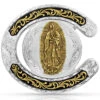 Montana Silversmiths Men's Two Tone Horseshoe Our Lady Of Guadalupe Buckle