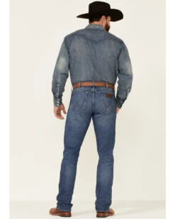 Wrangler Retro Premium Men's Harrick Dark Wash Stretch Slim Straight Jeans -Optimal Clothing Store 2000342091 400 P4