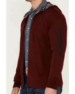 Hooey Men's Maroon Light Weight Logo Zip Hooded Jacket -Optimal Clothing Store 2000342376 640 P3