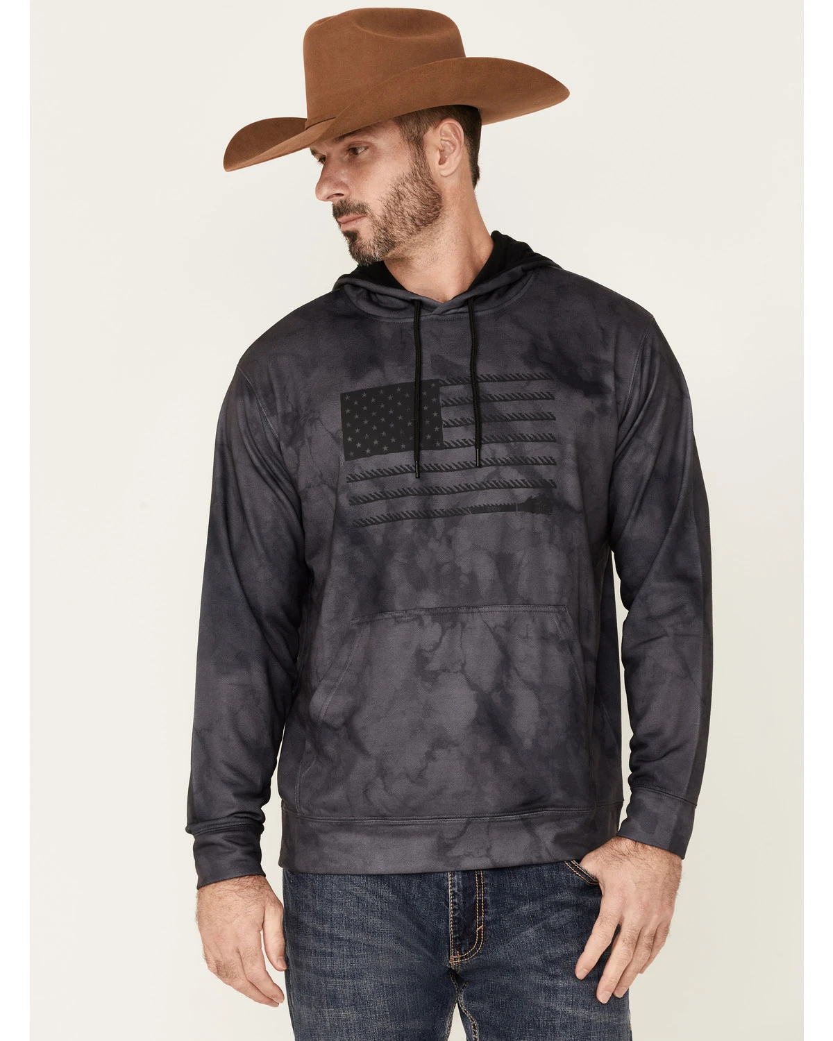 Hooey Men's Tie-Dye Liberty Roper Flag Graphic Hooded Sweatshirt 1 Hooey Men's Tie-Dye Liberty Roper Flag Graphic Hooded Sweatshirt