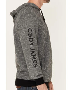 Cody James Men's Heather Black Embroidered Logo Sleeve Pullover Hooded Sweatshirt -Optimal Clothing Store 2000342814 001 P3