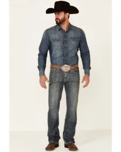 Rock & Roll Denim Men's Pistol Dark Vintage Wash Regular Straight Jeans -Optimal Clothing Store 2000345012 400 P3