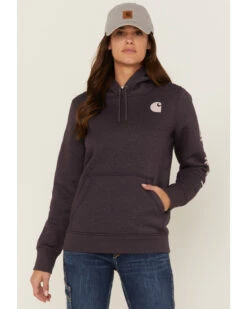 Carhartt Women's Gray Relaxed Midweight Logo Sleeve Graphic Hooded Sweatshirt