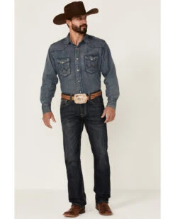 Rock & Roll Denim Men's Vintage Dark Revolver Stretch Slim Straight Jeans -Optimal Clothing Store 2000351108 400 P3