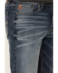 Moonshine Spirit Men's Diamond Hitch Medium Dark Wash Stretch Slim Straight Jeans -Optimal Clothing Store 2000351731 400 P3