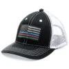 Justin Men's Black Thin Line Embroidered Flag Mesh-Back Ball Cap