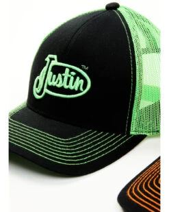 Justin Men's Assorted Embroidered Neon Logo Mesh Back Trucker Cap -Optimal Clothing Store 2000353917 900 P3