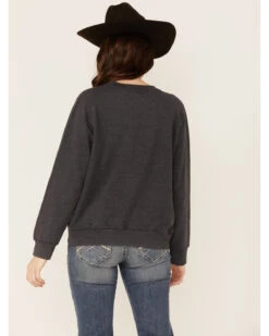 Paramount Network's Yellowstone Women's Charcoal Mineral Wash Steerhead Graphic Raglan Sweatshirt -Optimal Clothing Store 2000356682 022 P3