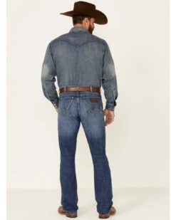 Wrangler Retro Men's Nightsky Medium Wash Stretch Slim Bootcut Jeans - Long -Optimal Clothing Store 2000358072 400 P3