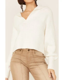 Revel Women's Sierra Collar Knit Long Sleeve Pullover Sweatshirt -Optimal Clothing Store 2000360280 100 P3