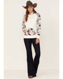 Hooey Women's Modern Colorblock Geo Print Pullover Hooded Sweater -Optimal Clothing Store 2000360944 110 P4