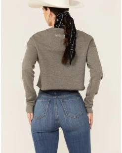 Ruby's Rubbish Women's Heather Gray Long Live King George Graphic Sweatshirt -Optimal Clothing Store 2000365471 022 P3