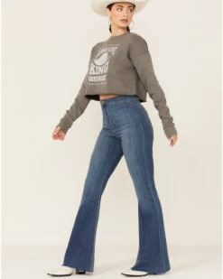 Ruby's Rubbish Women's Heather Gray Long Live King George Graphic Sweatshirt -Optimal Clothing Store 2000365471 022 P4