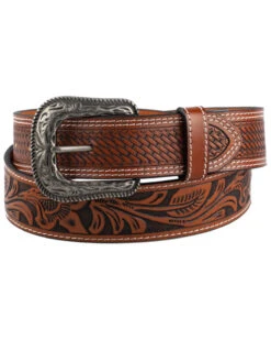 Cody James Men's Tooled With Basketweave Billets Western Belt