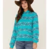 RANK 45 Women's Southwestern Stripe Pullover Sweatshirt Hoodie