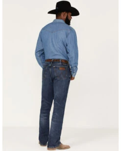 Wrangler Retro Green Men's Antique Dark Wash Stretch Slim Bootcut Jeans -Optimal Clothing Store 2000366714 416 P3