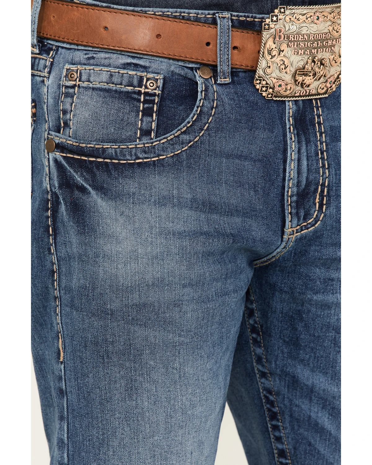 Rock 47 By Wrangler Men's Ash Medium Wash Stretch Slim Straight Jeans 2 Rock 47 By Wrangler Men's Ash Medium Wash Stretch Slim Straight Jeans - Image 2