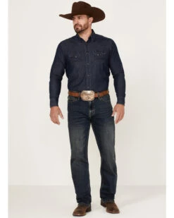 Rock & Roll Denim Men's Hooey Dark Wash Double Barrel Reflex Stackable Bootcut Jeans -Optimal Clothing Store 2000367638 201 P3