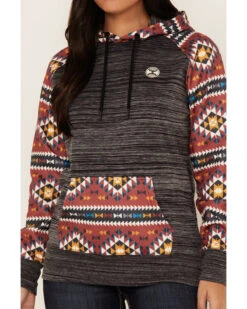 Hooey Women's Southwestern Contrast Print Summit Hoodie -Optimal Clothing Store 2000369085 022 P3