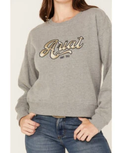 Ariat Women's R.E.A.L Varsity Logo Cropped Sweatshirt -Optimal Clothing Store 2000371904 070 P3
