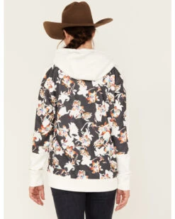 Hooey Women's Contrast Floral Print Hoodie -Optimal Clothing Store 2000378785 001 P4