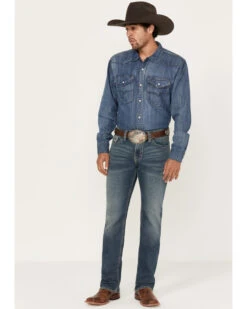 Rock & Roll Denim Men's Revolver Medium Vintage Wash Slim Straight Reflex Denim Jeans -Optimal Clothing Store 2000386198 414 P3