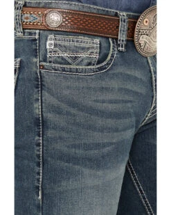 Rock & Roll Denim Men's Revolver Medium Vintage Wash Slim Straight Reflex Denim Jeans -Optimal Clothing Store 2000386198 414 P4