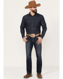 Rock & Roll Denim Men's Rifle Dark Vintage Wash Skinny Reflex Denim Jeans -Optimal Clothing Store 2000386199 416 P3