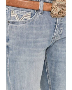 Rock & Roll Denim Men's Revolver Light Vintage Wash Slim Straight Reflex Denim Jeans -Optimal Clothing Store 2000386200 412 P4