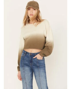 Cleo + Wolf Women's Ombre Cropped Dolman Sweatshirt
