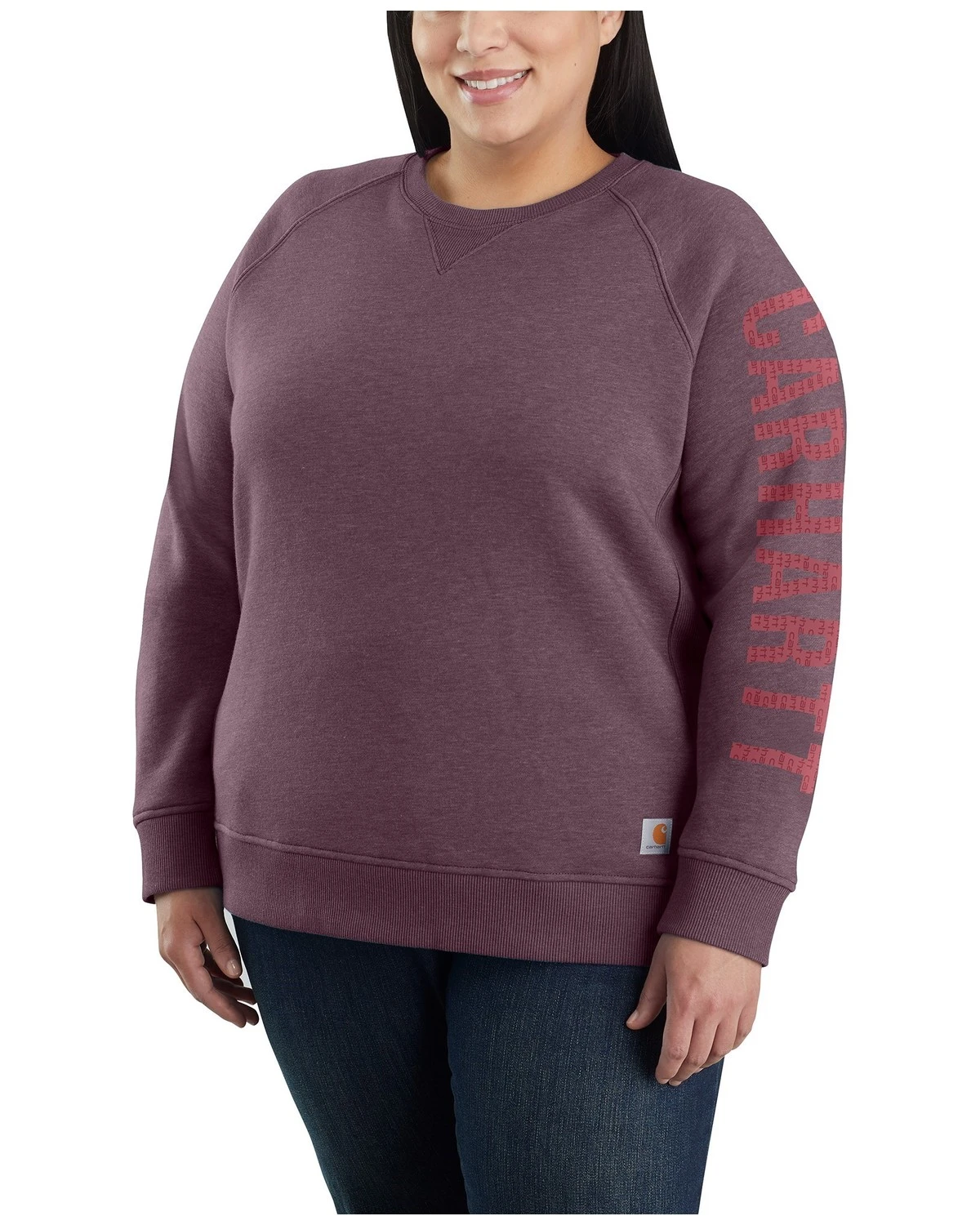 Carhartt Women's Relaxed Fit Midweight Crewneck Block Logo Sleeve Graphic Sweatshirt - Plus 1 Carhartt Women's Relaxed Fit Midweight Crewneck Block Logo Sleeve Graphic Sweatshirt - Plus