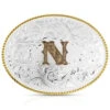 Montana Silversmiths Classic Western Oval Two-Tone Initial Belt Buckle - N